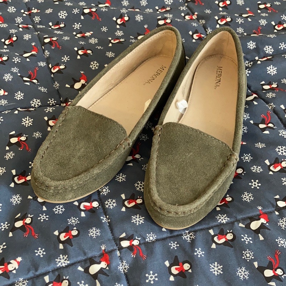 Merona Green Faux Suede Slip On Flats